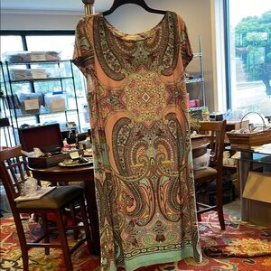 Signature Country Tan Dolman Sleeve Scoop Neck Mini Shift Dress (Size 14W)